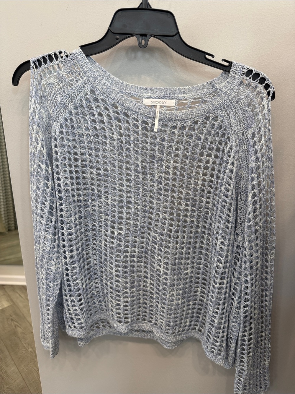 Light Blue Open-Knit Sweater Stichdrop xs